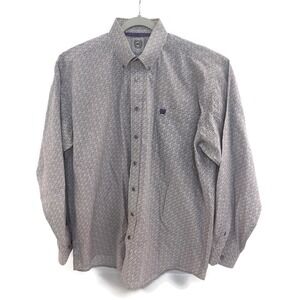 Cinch Shirt Mens Large Gray Paisley Long Sleeve Button Down Western Purple Rodeo
